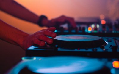 DJ controller at sunset