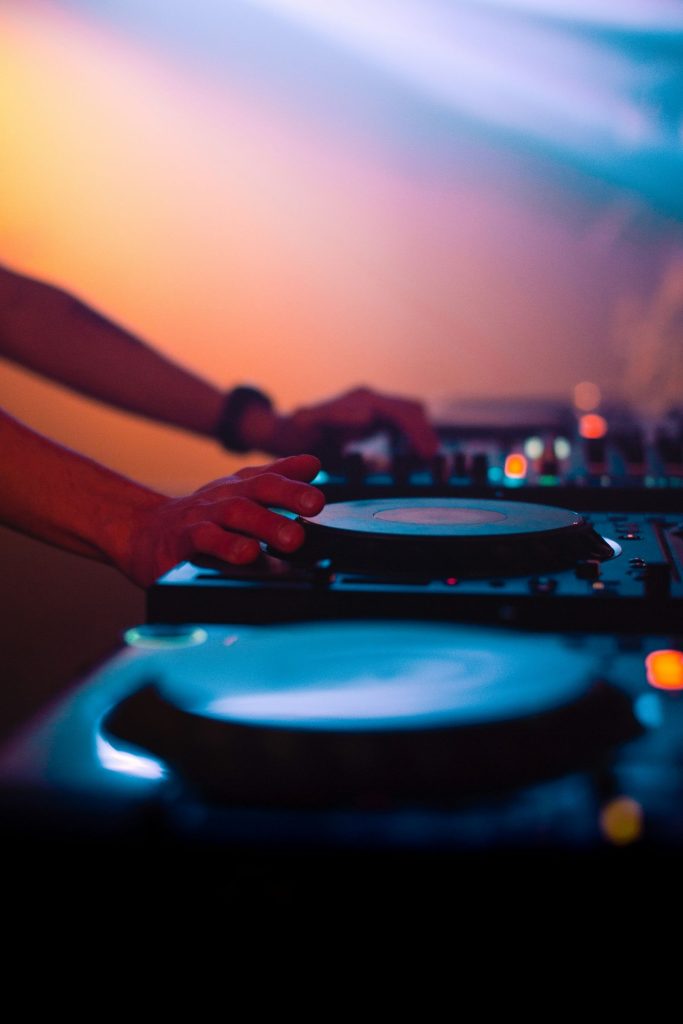DJ controller at sunset