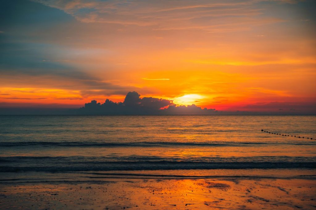 Vibrant orange sunset over the sea