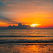 Vibrant orange sunset over the sea