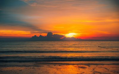 Vibrant orange sunset over the sea